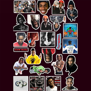 YNW Melly贴纸 防水欧美rapper周边说唱歌手贴画手机diy手账装饰