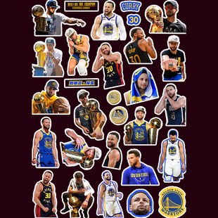 库里贴纸curry夺冠捧杯勇士队周边库里总冠军MVP奖杯照片贴画素材