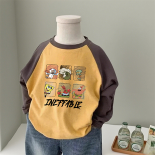 男童纯棉长袖T恤春秋新款中小童装宝宝可爱印花洋气上衣打底衫潮