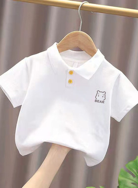 100%纯棉男童装POLO衫夏季小孩儿童半袖卡通帅气短袖T恤翻领上衣