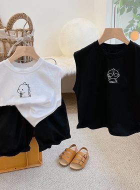 童装男童印花奥特曼纯棉背心儿童无袖T恤夏装坎肩百搭圆领上衣潮T