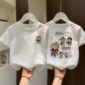 体恤夏季 纯棉t恤短袖 男女中大童纯棉宽松半袖 卡通印花儿童上衣服