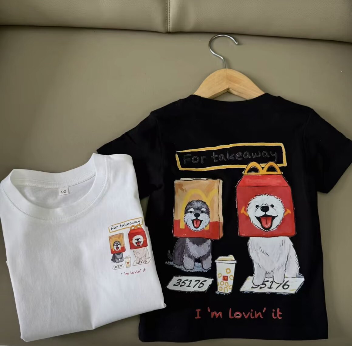 100%纯棉夏季短袖T恤男童女童卡通可爱小狗新款儿童宝宝印花上衣