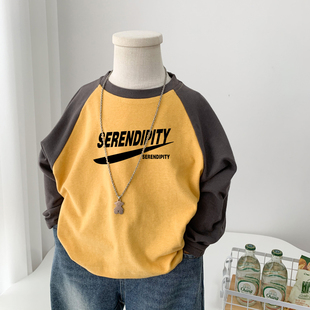 百搭上衣 酷帅洋气儿童宝宝纯棉打底衫 纯棉男女童长袖 T恤春秋新款