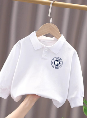 儿童装长袖Polo衫T恤2025新款打底衫男童女童薄款纯棉春秋季上衣