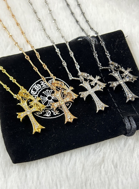 个性男女同款双十字架吊坠925银