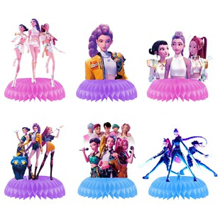 kpop猎魔女团生日派对布置卡通蜂窝摆件装饰桌面摆件立体氛围装扮