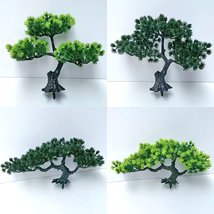 仿真植物盆景迎客松假山造景装饰