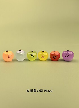 可爱迷你表情小苹果工位桌面摆件