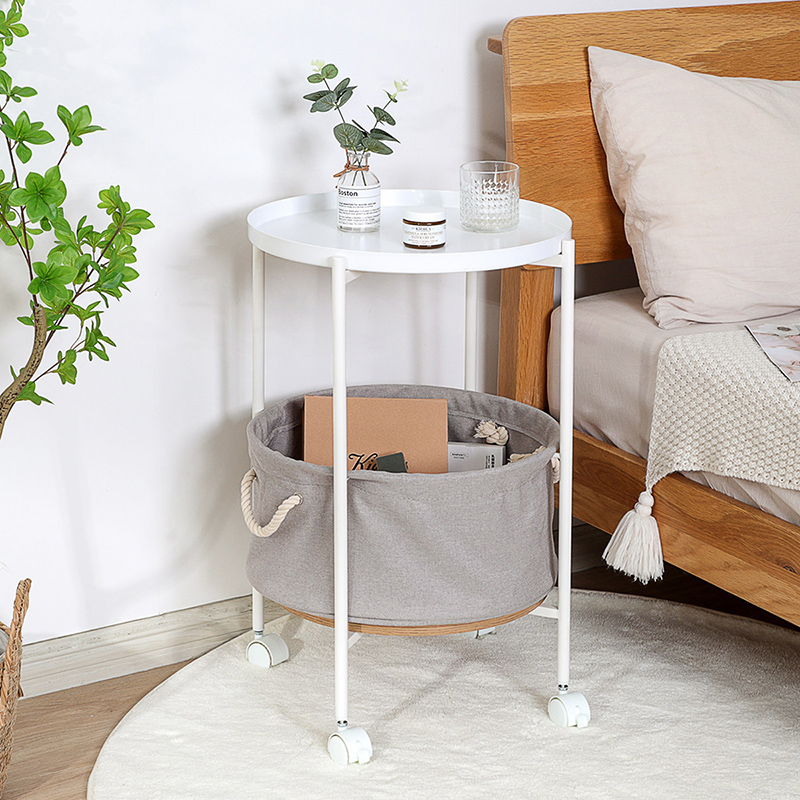 沙发边几可移动边桌带轮边几现代简约小茶几客厅边柜圆形小桌子