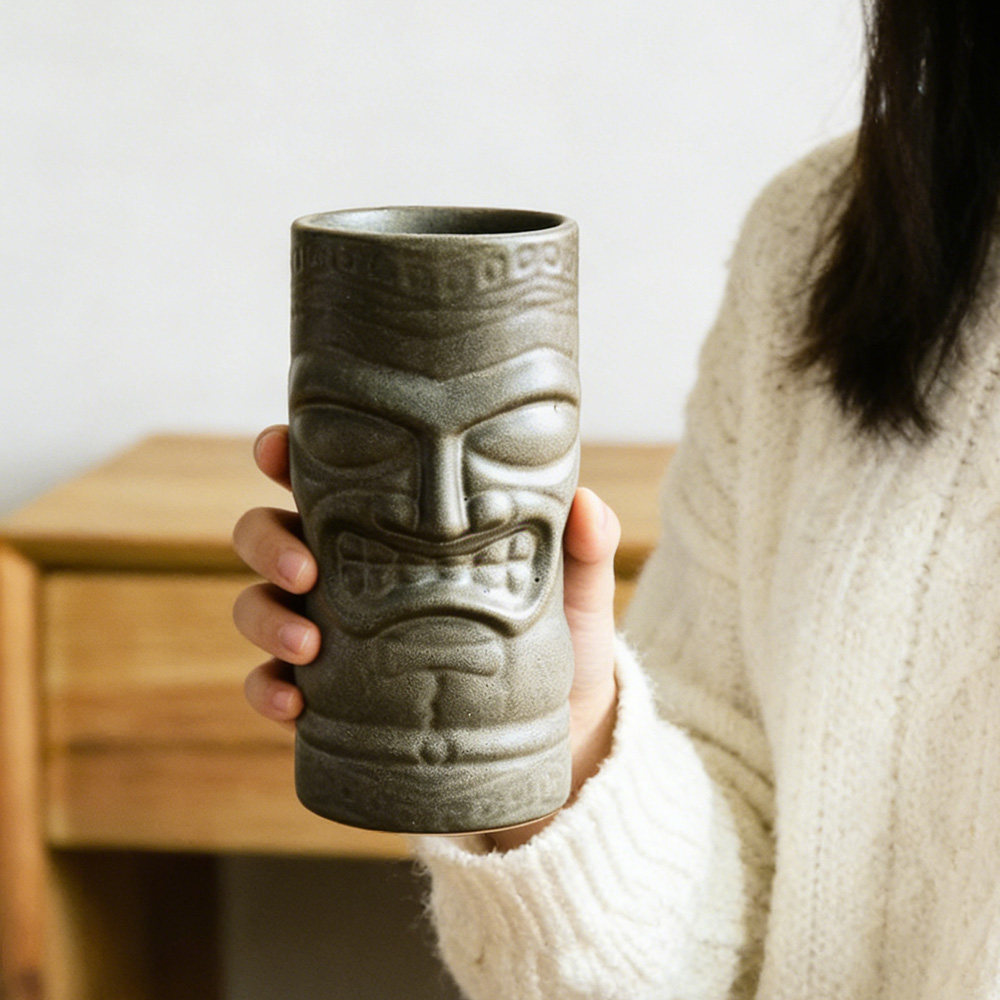 微瑕酒吧TIKI杯夏威夷鸡尾酒杯陶瓷提基鬼脸僵尸骷髅头杯特调杯子