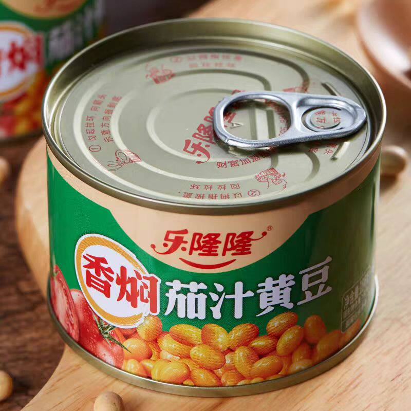 乐隆隆香焖茄汁黄豆罐头即食下饭菜熟食番茄豆子凉拌半成品菜配料
