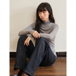 长袖 wool 高领打底羊毛衫 Basic cardigan 女秋冬内搭T恤上衣 TDDP