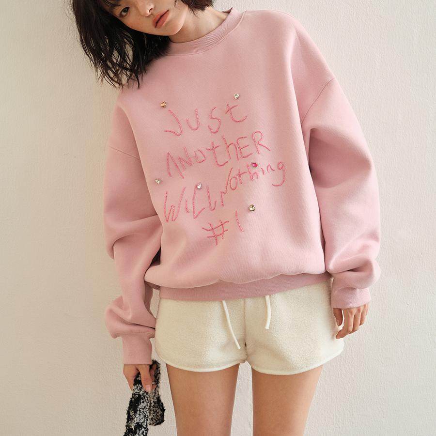 TDDP立体装饰圆领磨毛卫衣宽松