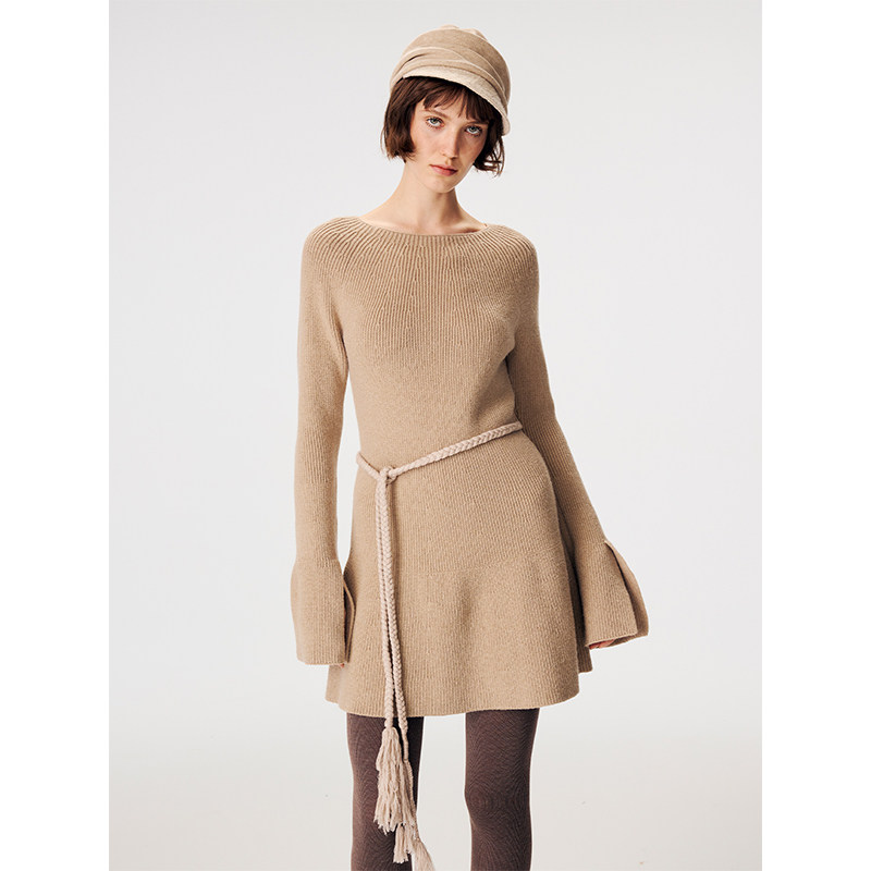 TDDP“内在回响”奥羊绒针织毛衣连衣裙女秋冬内搭外穿修身中长裙