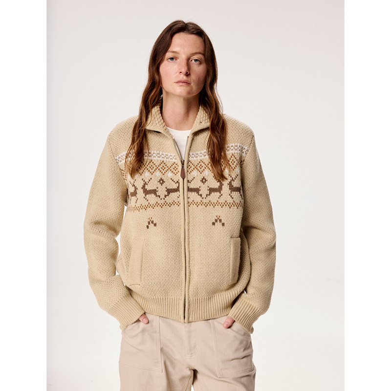 TDDP“游牧城市”提花费尔岛拉链开衫毛衣女秋冬设计感针织外套