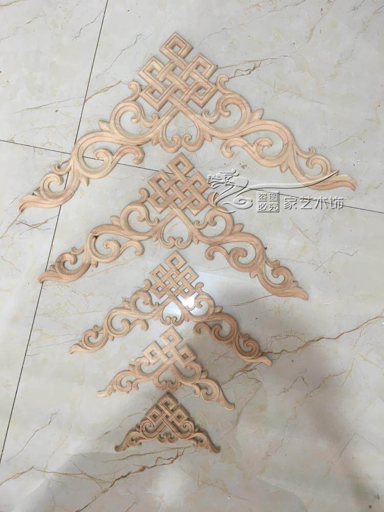 东阳木雕仿古门窗新中式吊顶贴花格背景墙中国结如意实木角花装饰