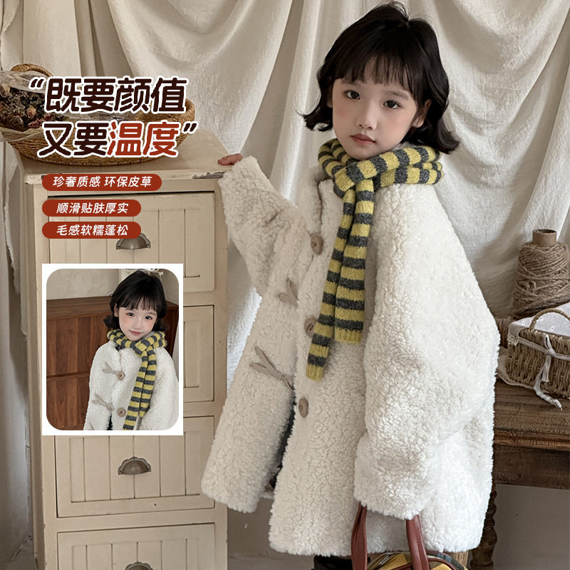 女童高端大衣羊羔毛仿皮草外套
