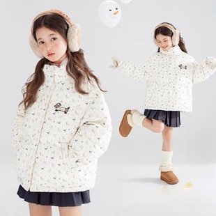 女童短款碎花棉衣大童加厚夹棉羽绒棉服女孩冬天衣服儿童棉袄外套