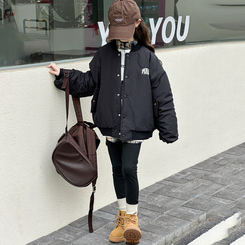 女童夹棉加厚棒球服外套秋冬新款