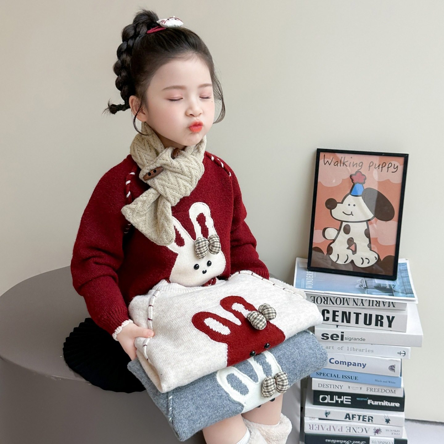 毛衣女童2025新款冬纯棉毛线衣女宝宝加绒加厚打底衫中高领针织衫