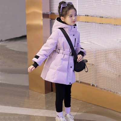 女童收腰冲锋衣2025新款羽绒棉服