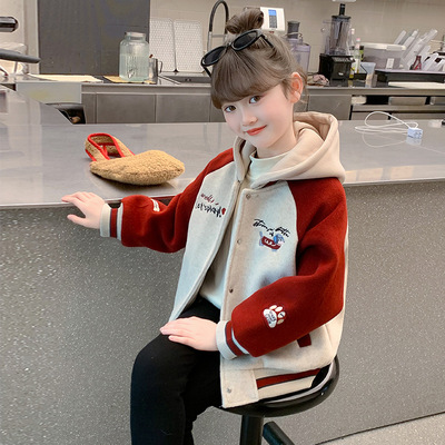 女童加厚夹棉卫衣外套2026新款冬