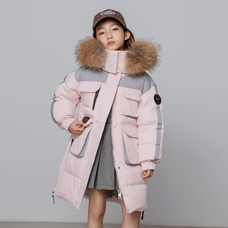 男女童装中长款工装羽绒服2026新款冬装中大童户外加厚保暖外套潮