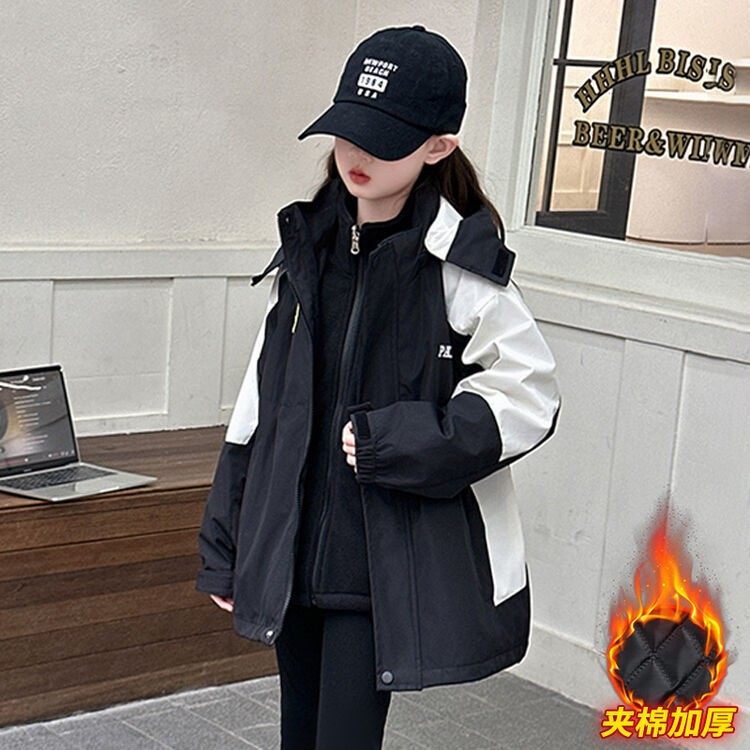 女童三合一可拆卸冲锋衣抓绒内胆
