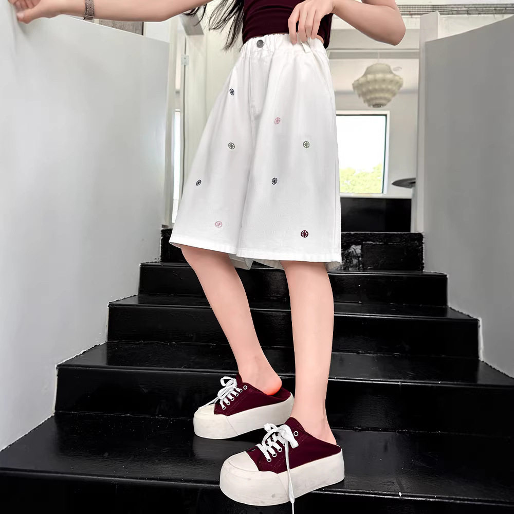 女童白色休闲短裤夏薄款五分裤