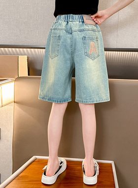 小学生女童夏薄款牛仔短裤马裤