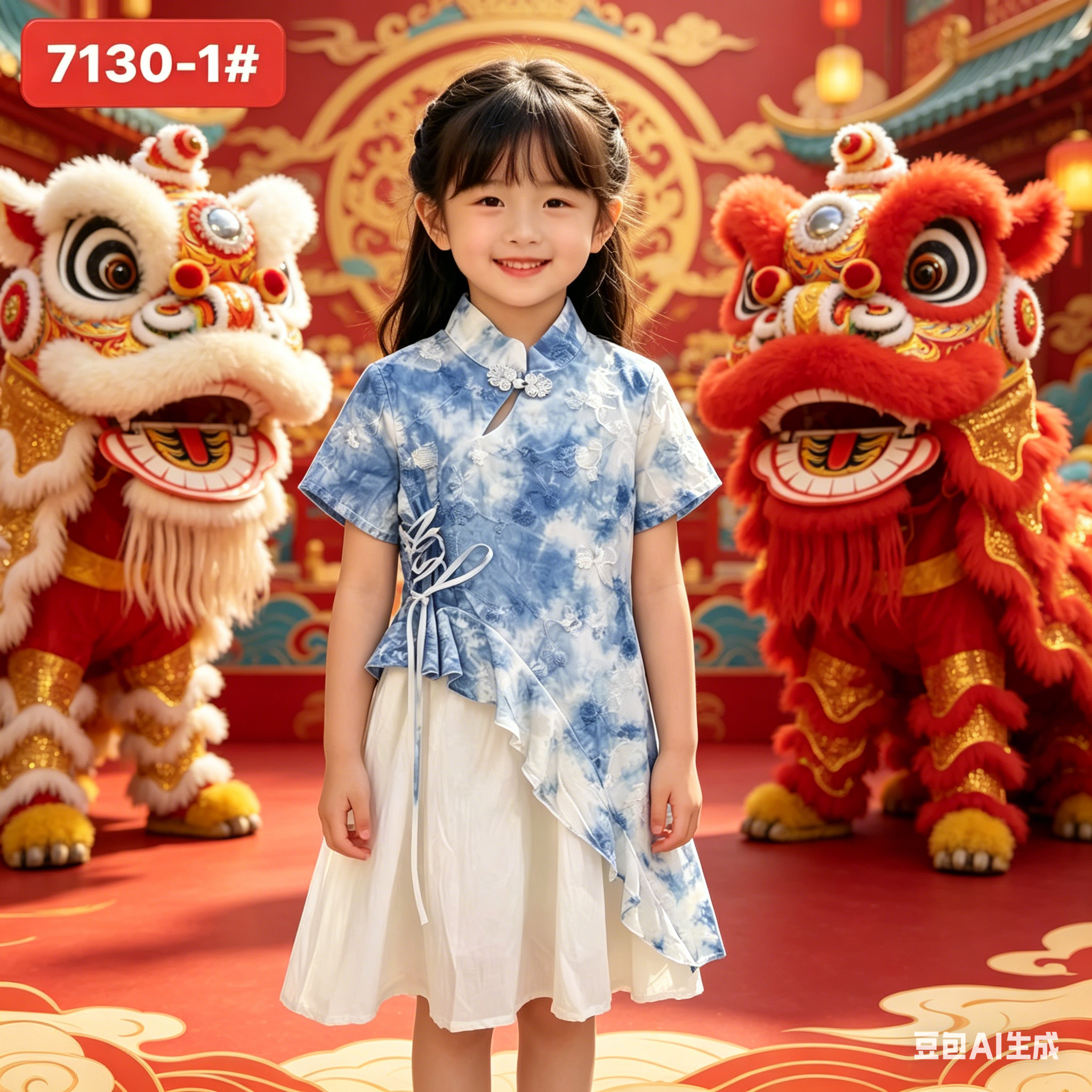 女童手工扎染连衣裙2026夏季新款
