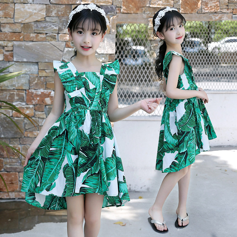 女大童连衣裙子前短后长燕尾裙
