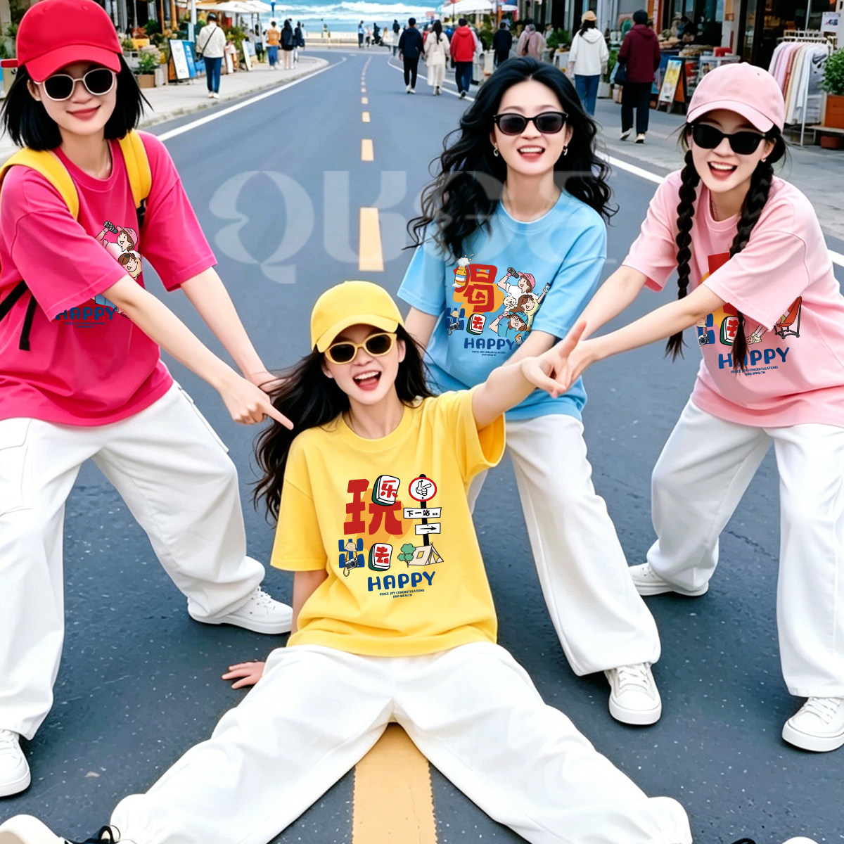 彩色T恤男女同款聚会旅游定制