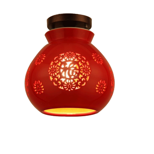 中式陶瓷灯具吧阳台灯红灯笼餐厅单头灯吸顶灯门厅走廊过道灯饰