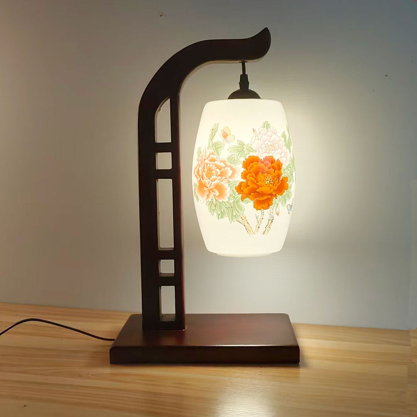 新中式实木客厅沙发复古书房书桌台灯陶瓷禅意卧室结婚长明床头灯