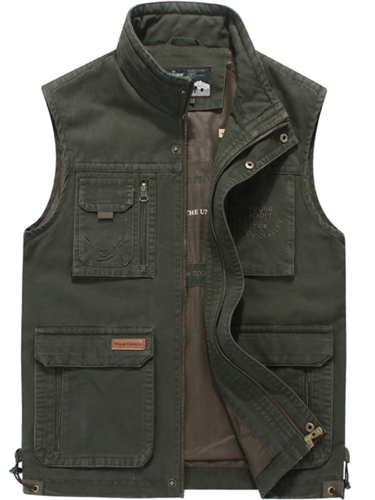 MULTI-POCKET VEST MENS SPRING AND AUTUMN COTTON CASUAL MIDDLE-AGED AND ELDERLY MENS HORSE CLIPS LOOSE SHOULDER FISHING VEST JACKET