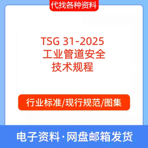 TSG 31-2025  工业管道安全 技术规程 PDF文档代找代下载