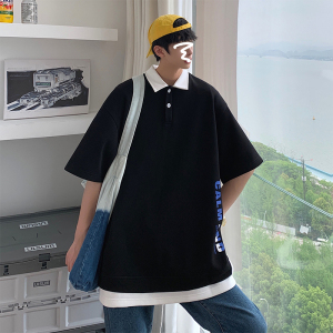 D321PL608P45夏季假两件polo衫短袖男韩版宽松五分袖