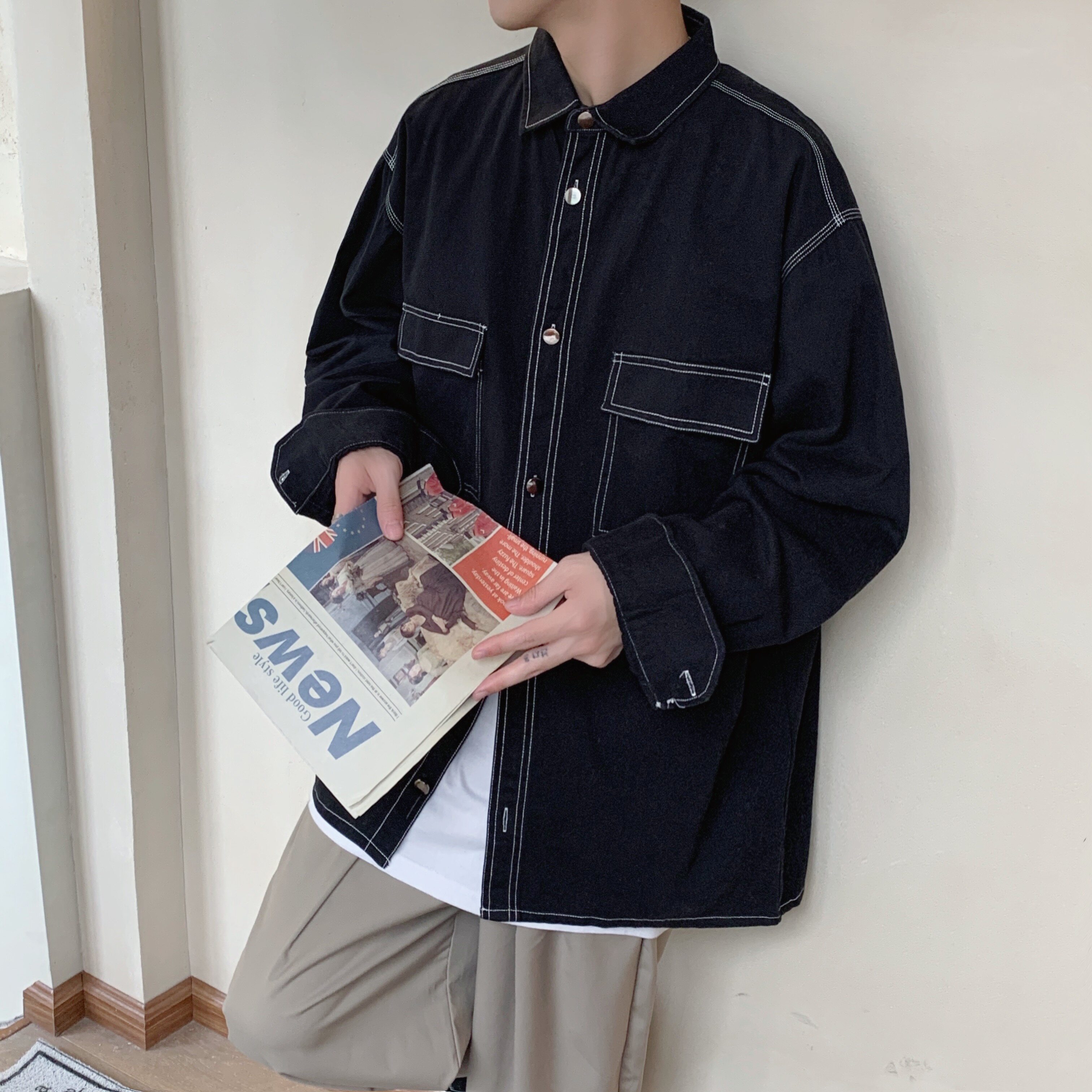 春秋明线工装外套青少年潮流衣服日系宽松休闲夹克H002P55控68,男装夹克,电商D321A