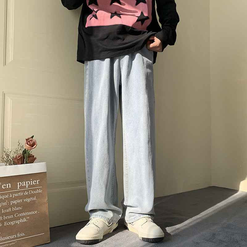D321NK103P4580%棉20%聚酯纤维直筒拖地宽松牛仔裤,男装牛仔裤,电商D321A