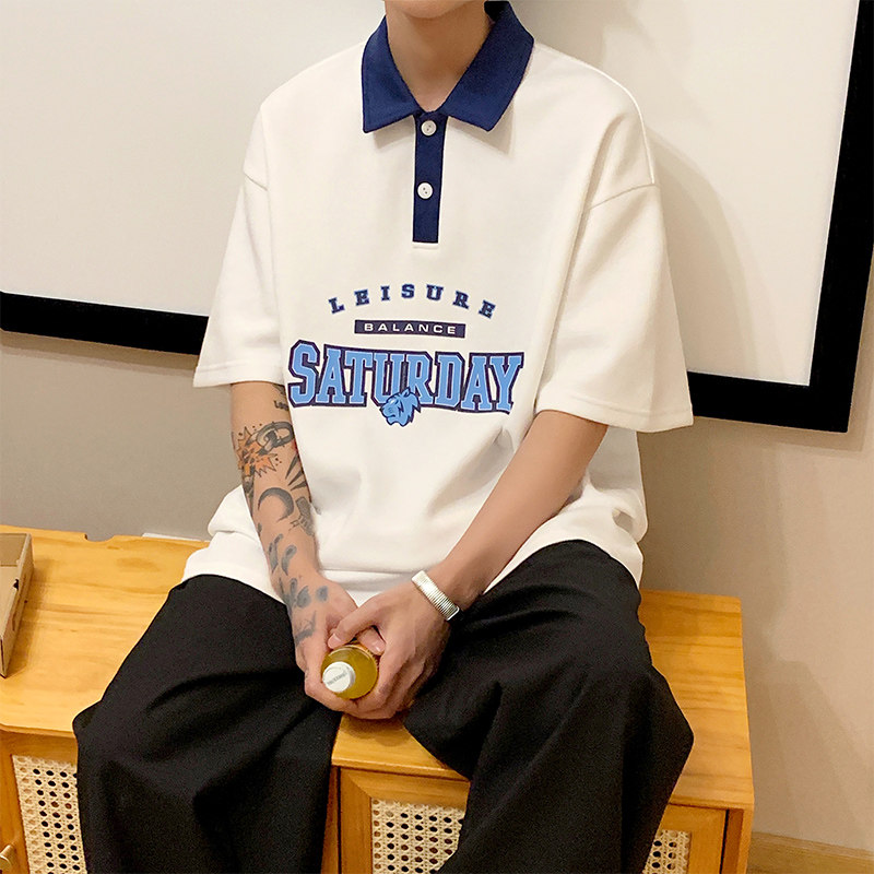 D321PL604P45潮夏季情侣嘻哈短袖T恤潮流印花宽松POLO衫男女,男装Polo衫,电商D321A