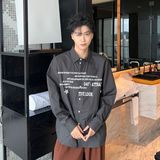 美式高街字母印花长袖衬衫小众情侣外套-T1274-P38，男装衬衫，电商D321