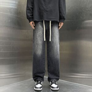 黄泥染牛仔裤男款夏季水洗宽松直筒长裤-N2536-TP45图片