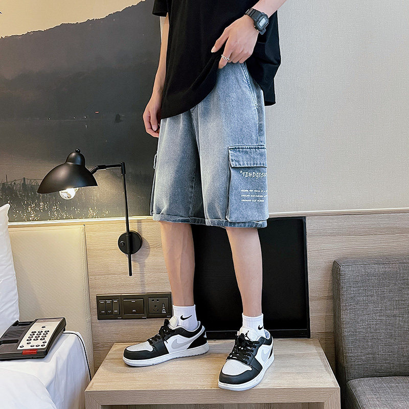 夏季潮流工装牛仔短裤男宽松直筒牛仔裤D321DK6702P45,男装牛仔裤,电商D321A
