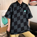 2022夏季格子Polo休闲短袖宽松潮酷时尚D321PL610P45，男装Polo衫，电商D321A