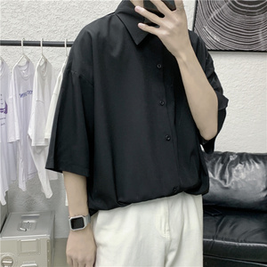 D321 C08 P30 夏季冰丝衬衫男短袖港风痞帅衬衣外套图片