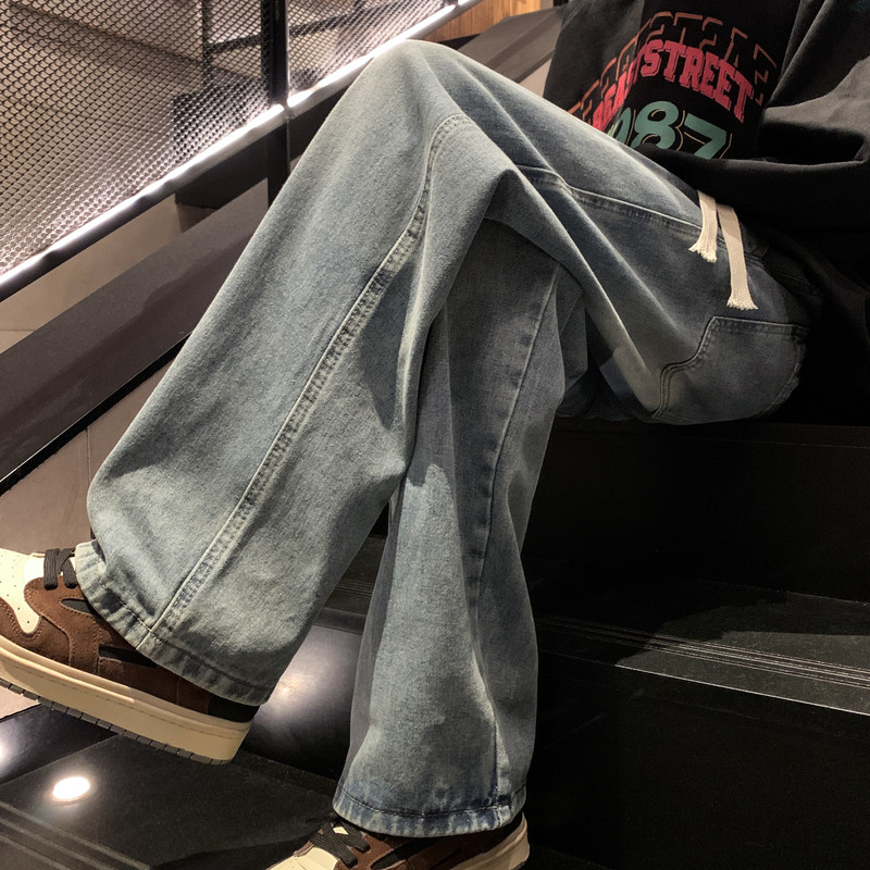 复古牛仔裤男潮牌ins直筒宽松长裤D321NK103P45,男装牛仔裤,电商D321A