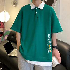 D321 PL608 P45 夏季假两件polo衫短袖男韩版宽松五分袖图片