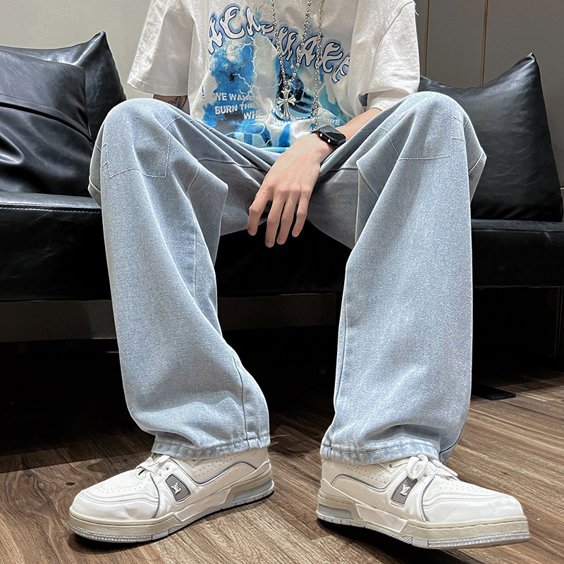 D321NK03P452022春夏季高街牛仔裤男士宽松直筒坠感休闲长裤子,男装牛仔裤,电商D321A